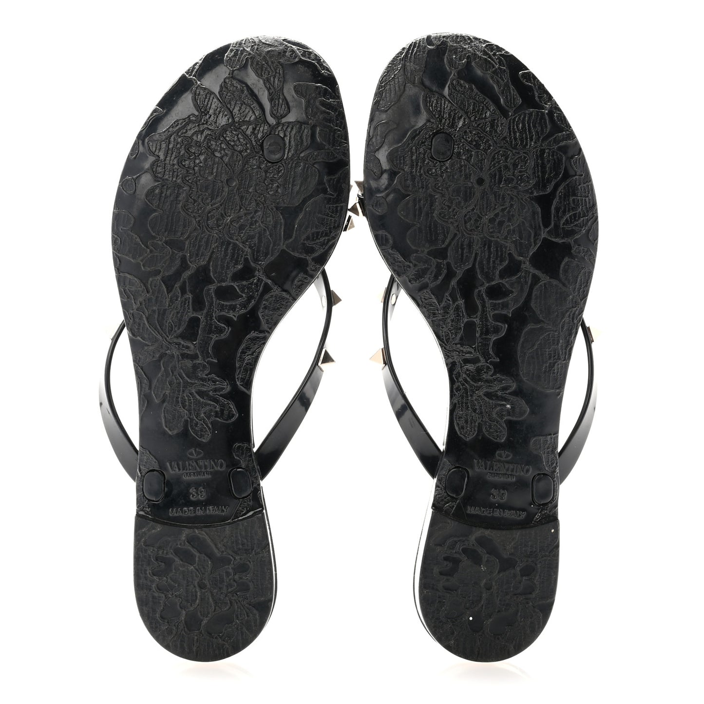 PVC Jelly Rockstud Bow Thong Sandals 39 Black