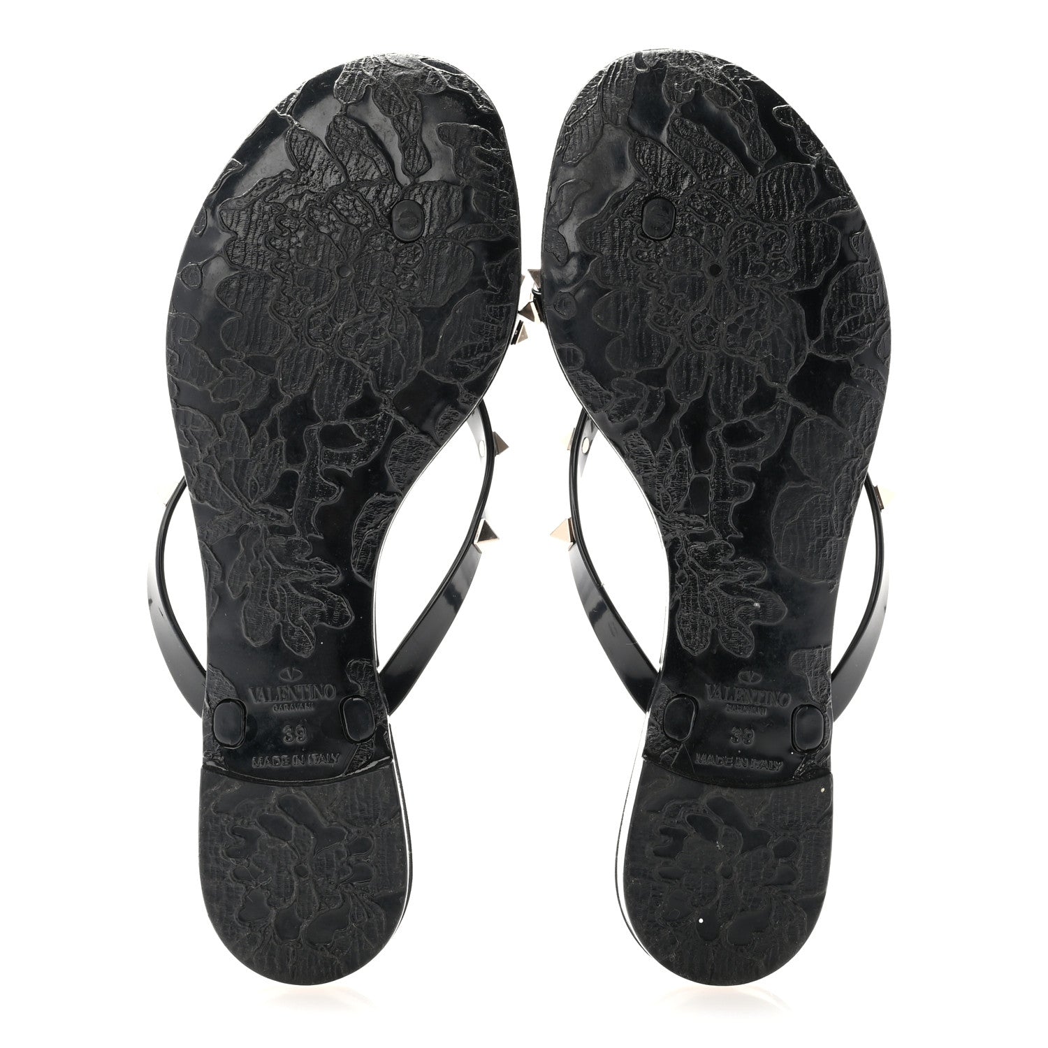 Valentino Garavani PVC Jelly Rockstud Bow Thong Sandals 39 Black 5 of 8