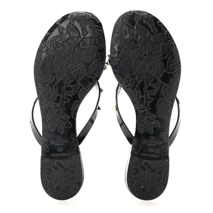 Valentino Garavani PVC Jelly Rockstud Bow Thong Sandals 39 Black 5 of 8