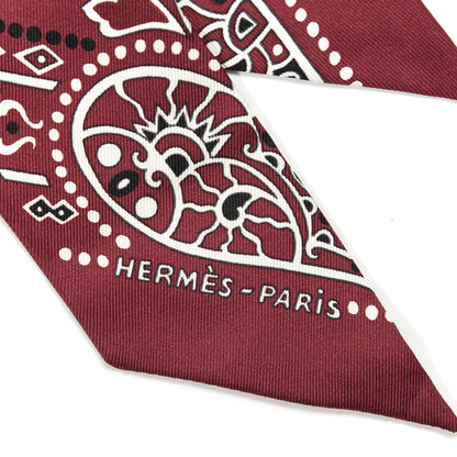 Hermes Silk Entre Ciel Et Mer Twilly Bordeaux White Black 2 of 3