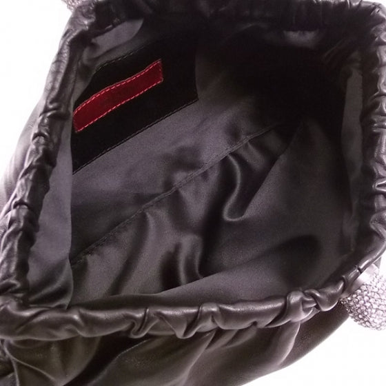 Calfskin Crystal Jaguar Clutch Black