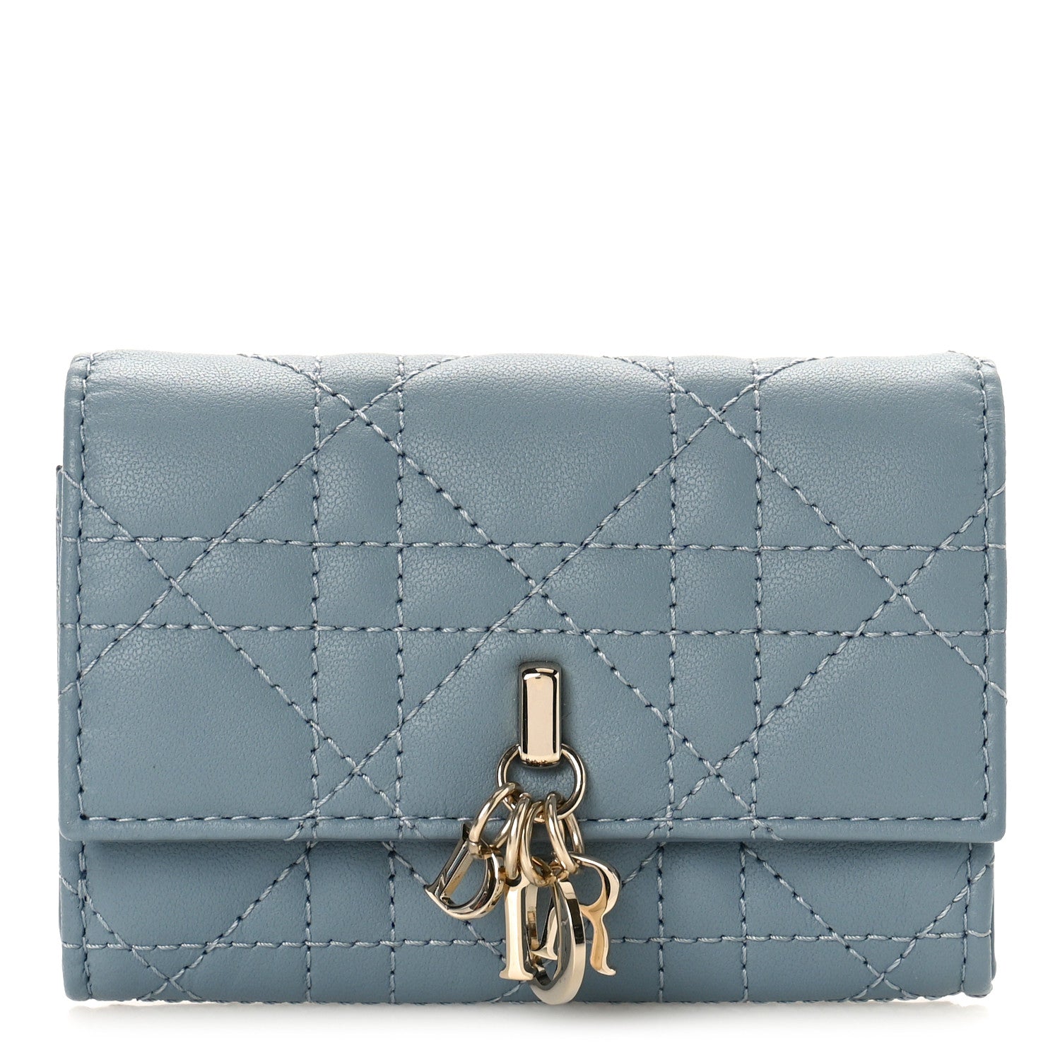 Christian Dior Lambskin Cannage Miss Dior Glycine Wallet Cloud Blue 1 of 8