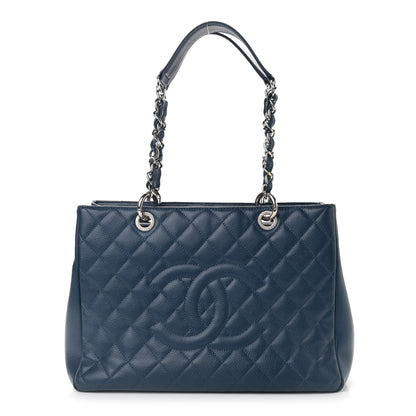 Chanel Caviar Quilted Grand Shopping Tote GST Dark Navy Blue 1 of 11