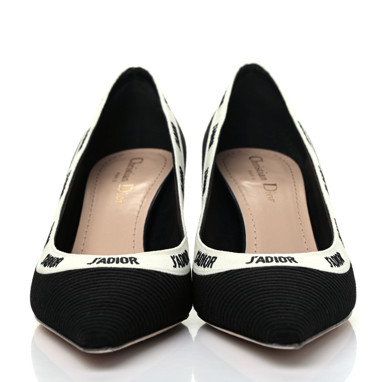 Christian Dior Technical Canvas Ribbon Embroidered J'Adior 65mm Pumps 39.5 Black 2 of 14