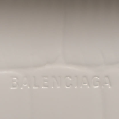 Balenciaga Semi Shiny Calfskin Crocodile Embossed Neo Classic Silver Hardware Mini City White 6 of 12
