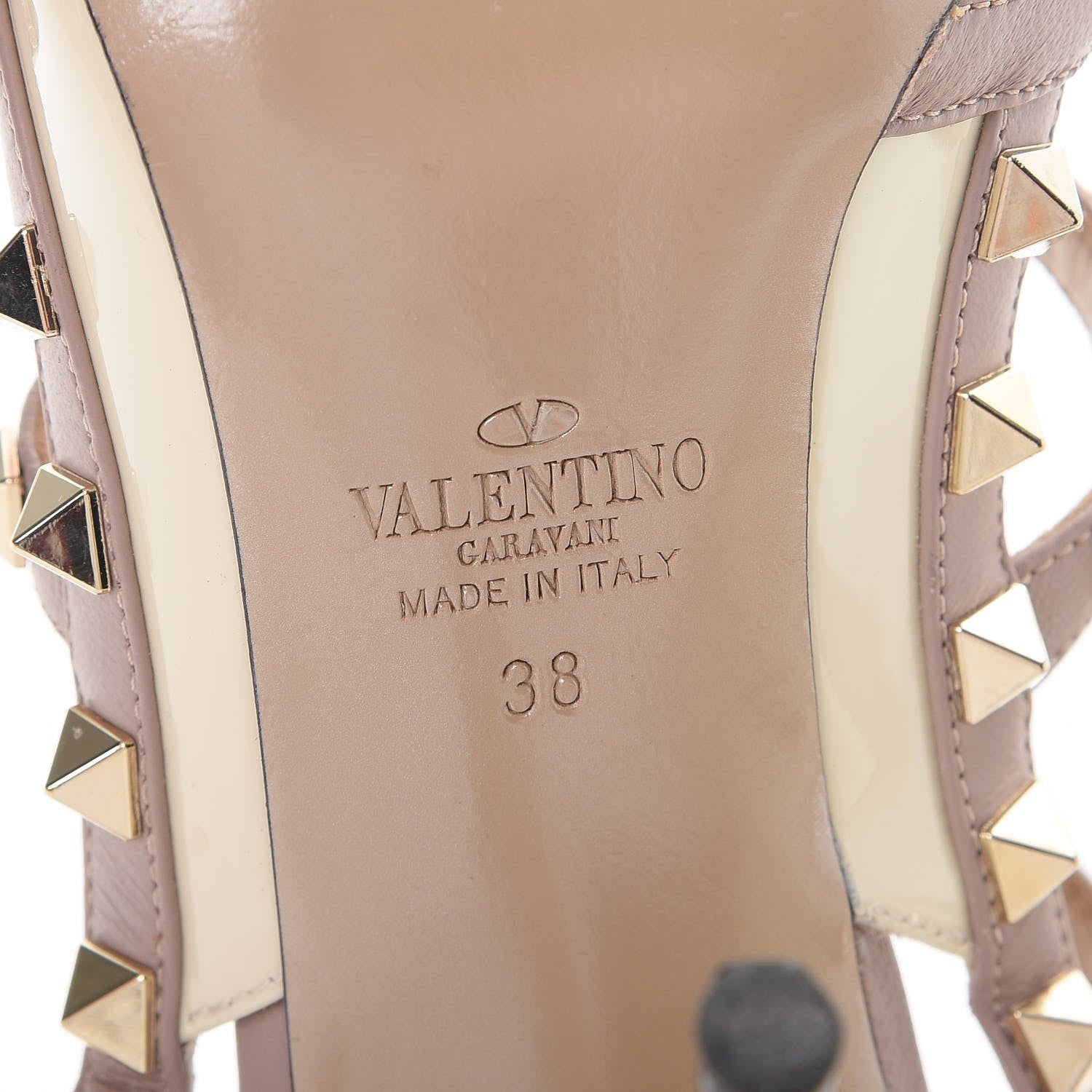 Valentino Garavani Patent Nappa Rockstud Ankle Strap 100mm Pumps 38 Light Ivory Poudre 8 of 12