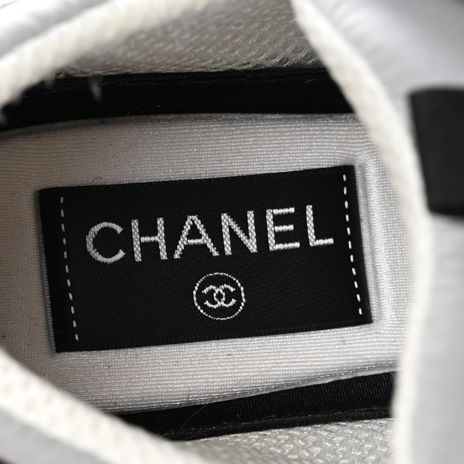 Chanel Nylon Suede Calfskin CC Sneakers 37.5 White Dark Grey 7 of 8