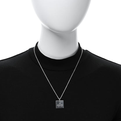 Gucci Sterling Silver Logo Square Tag Necklace 3 of 4