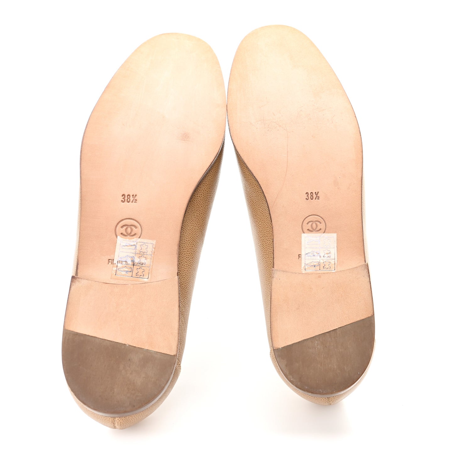 Caviar Logo Plate Moccasin Loafers 38.5 Beige