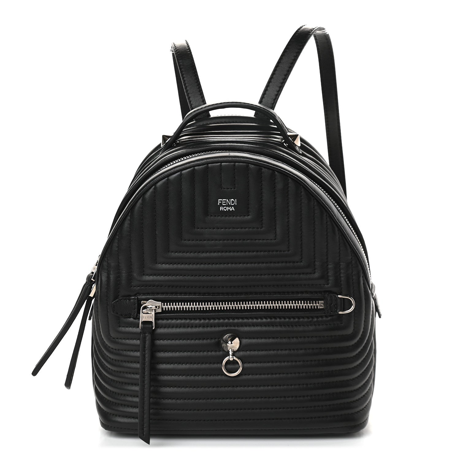 Fendi Shiny Nappa Trapuntata Mini Backpack Black 1 of 9