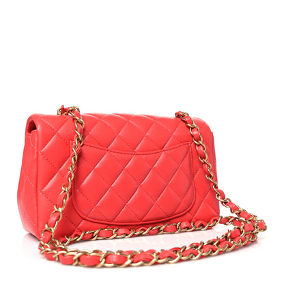 Chanel Lambskin Quilted Mini Rectangular Flap Red 3 of 11