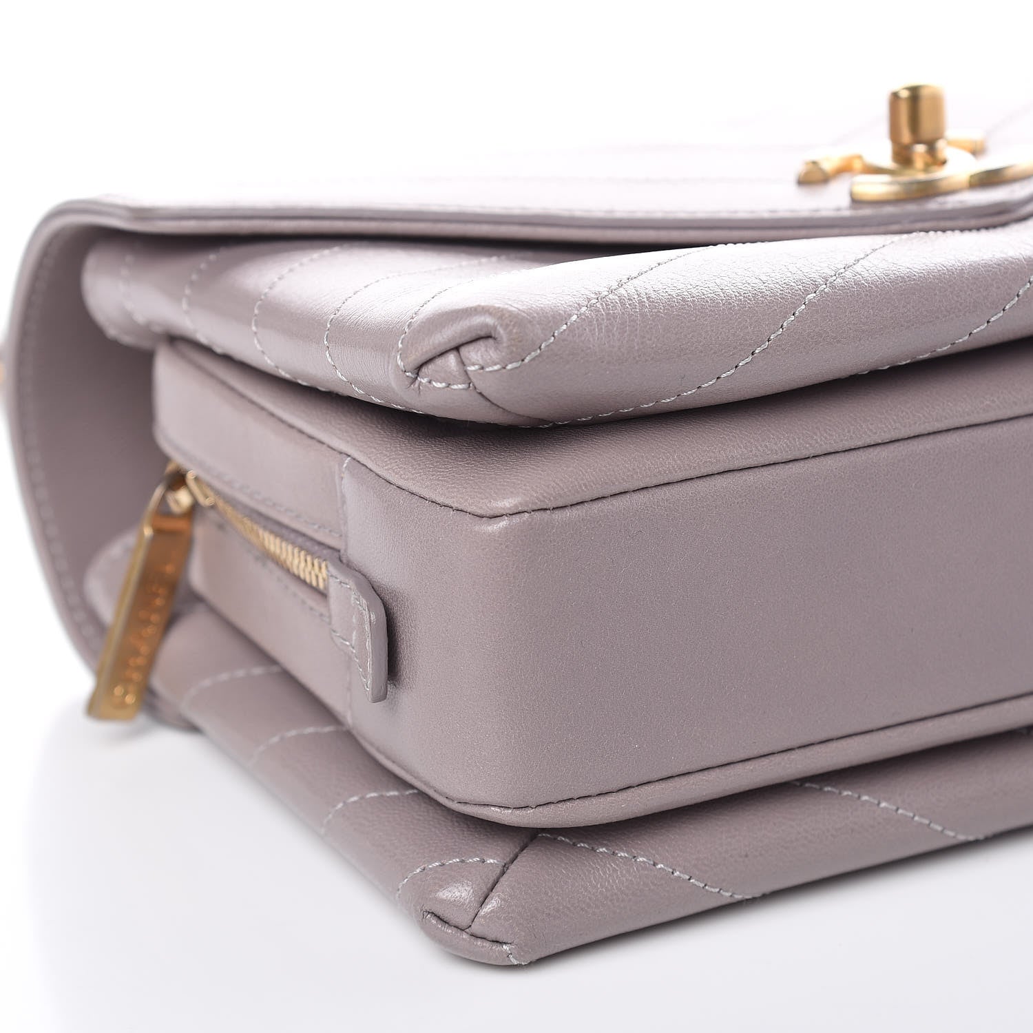 Chanel Lambskin Chevron Stitched Envelope Flap Light Grey 9 of 11