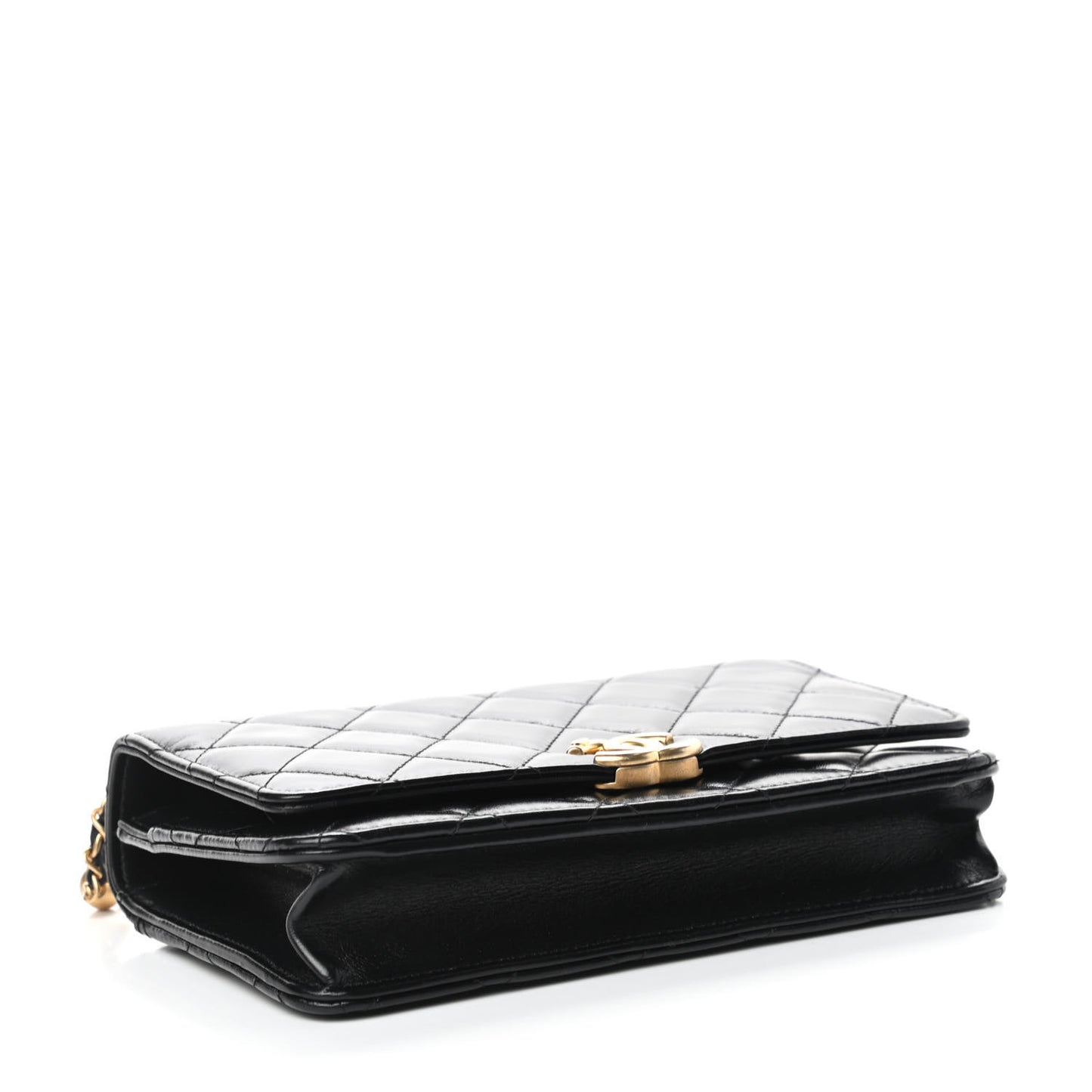 Calfskin Quilted Perfect Fit Wallet On Chain WOC Black