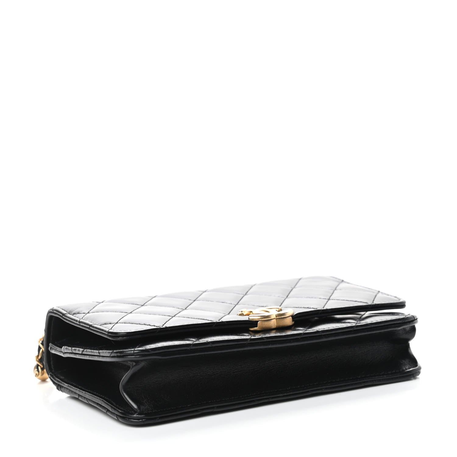 Chanel Calfskin Quilted Perfect Fit Wallet On Chain WOC Black 4 of 12