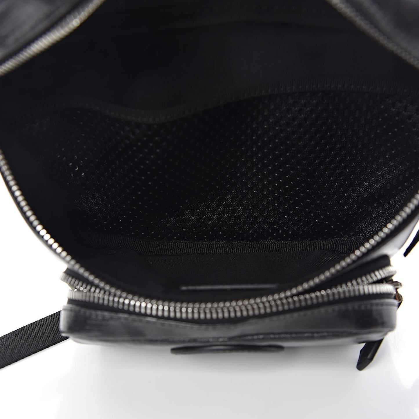 Glazed Fabric Vitello Century FF 1974 Stamp Patch Pocket Belt Bag Black