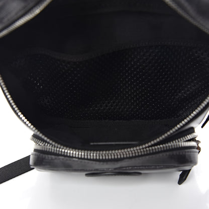 Fendi Glazed Fabric Vitello Century FF 1974 Stamp Patch Pocket Belt Bag Black 6 of 11