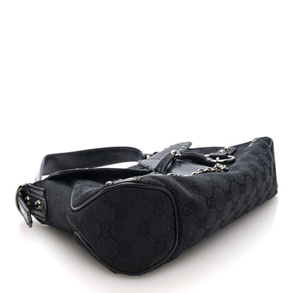 Gucci Monogram Horsebit Chain Studded Flap Shoulder Bag Black 4 of 10