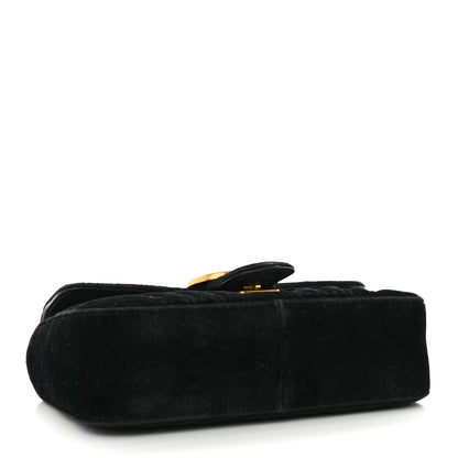 Gucci Velvet Matelasse Mini GG Marmont Shoulder Bag Black 4 of 12