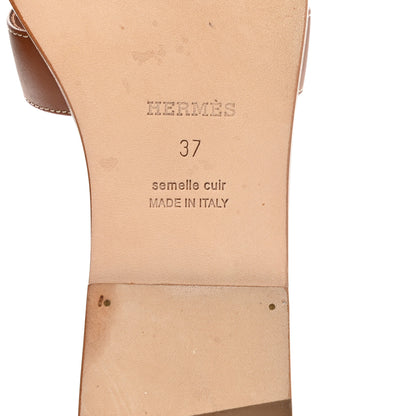 Hermes Box Calfskin Oran Sandals 37 Gold 6 of 10