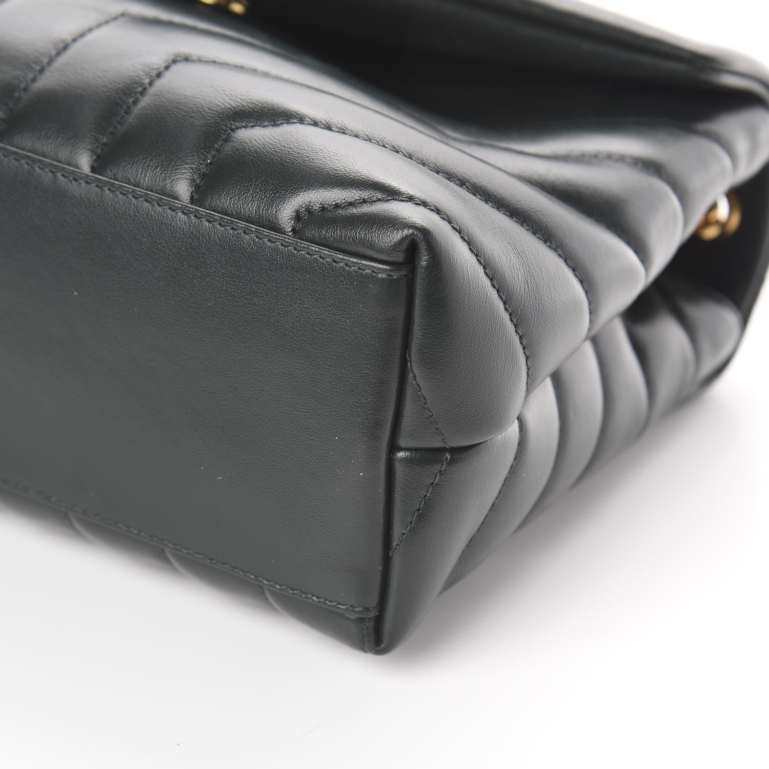 Saint Laurent Calfskin Y Quilted Monogram Small Loulou Chain Satchel Dark Mint 6 of 7