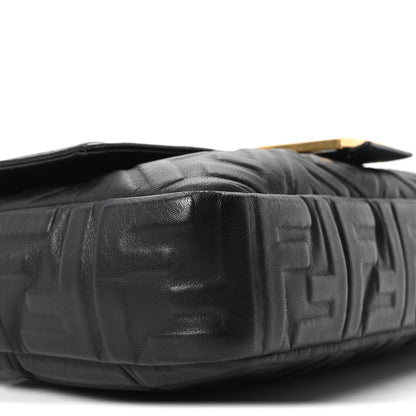 Fendi Nappa FF 1974 Embossed Large Baguette Black 9 of 10