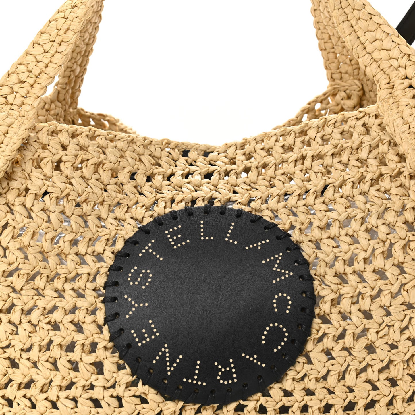 Braided Raffia Eco Alter Napa Perforated Logo Crossbody Bag Natural