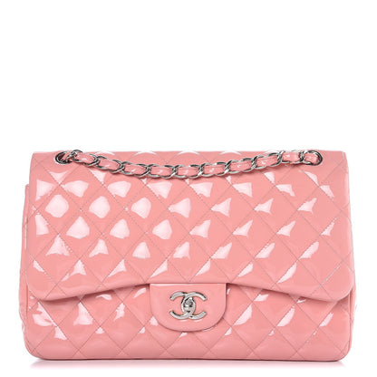 Chanel Patent Quilted Jumbo Double Flap Pink 1 of 10