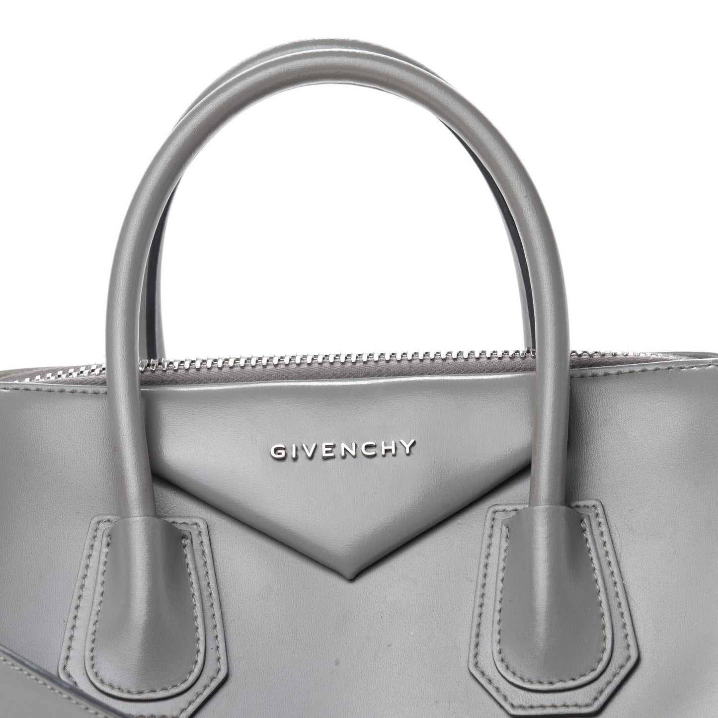 Shiny Lord Calfskin Medium Antigona Pearl Grey