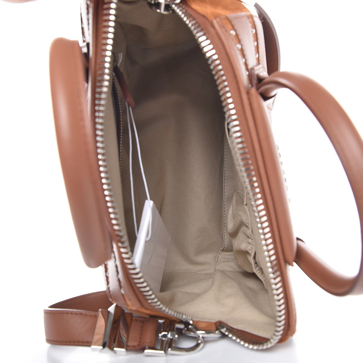 Calfskin Suede Small Studded Chevron Antigona Cognac