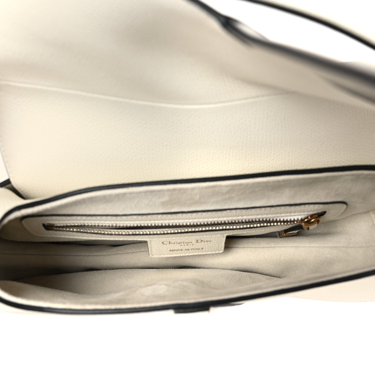 Grained Calfskin Saddle Bag White