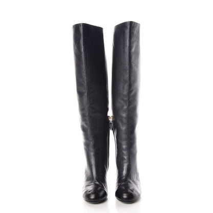 Chanel Lambskin CC Cap Toe High Boots 36 Pearly Black 2 of 10