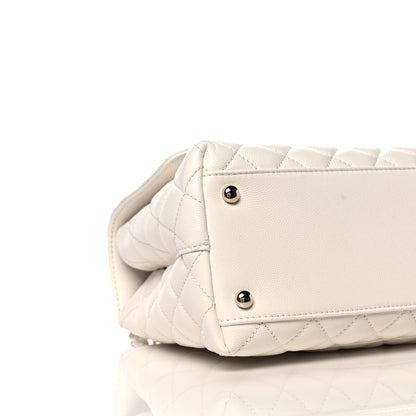 Chanel Caviar Quilted Small Coco Handle Flap White 8 of 10