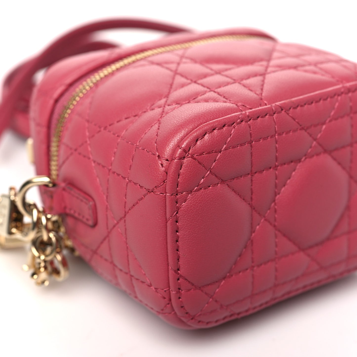 Lambskin Cannage Micro Vanity Case Strawberry Pink