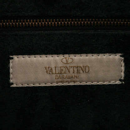 Valentino Garavani Pebbled Calfskin Turquoise Medium Guitar Strap Rockstud Rolling Flap Saddle Bag Black 7 of 7
