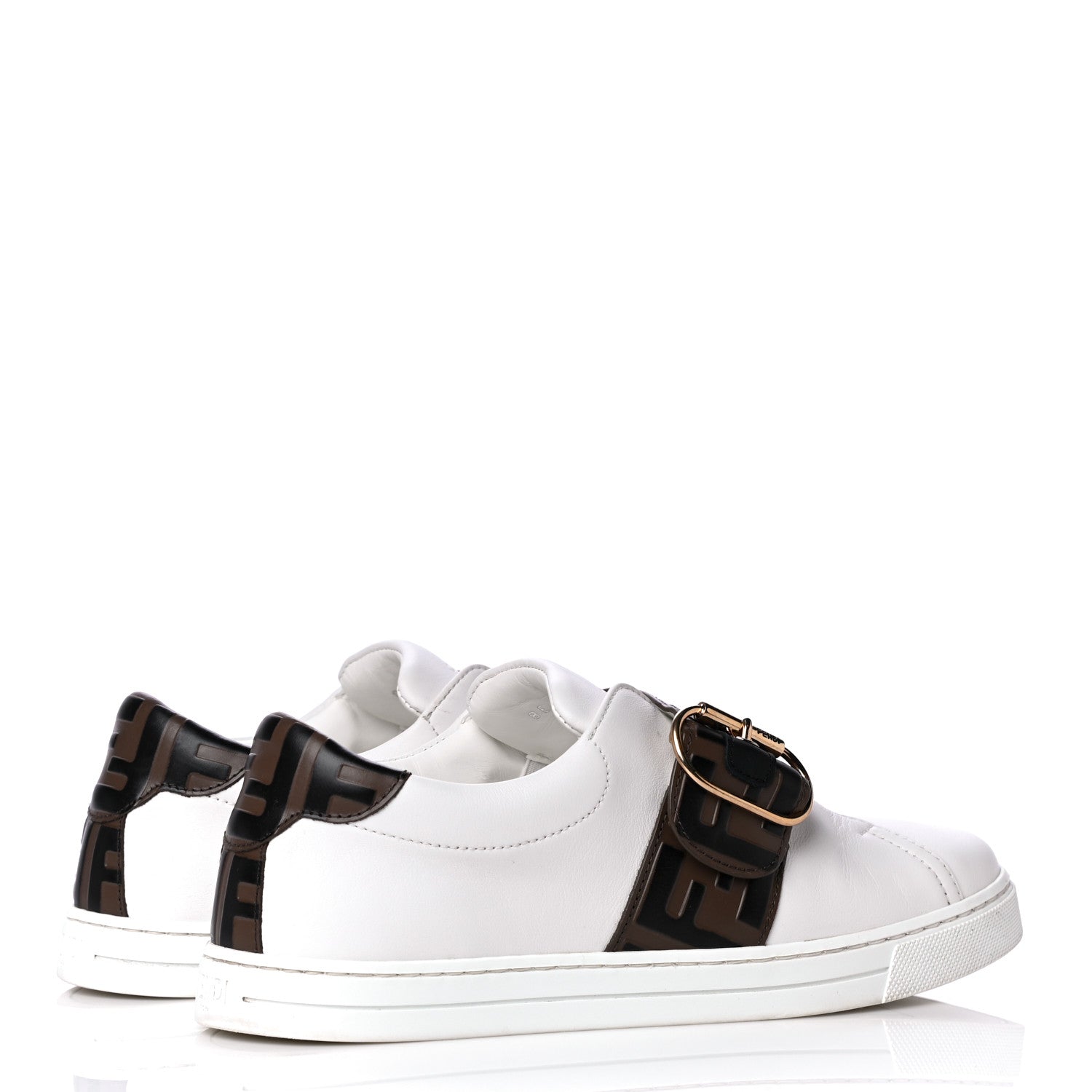 Fendi Vitello FF Embossed Womens Slip On Sneakers 37 Ultra White Maya Black 4 of 14
