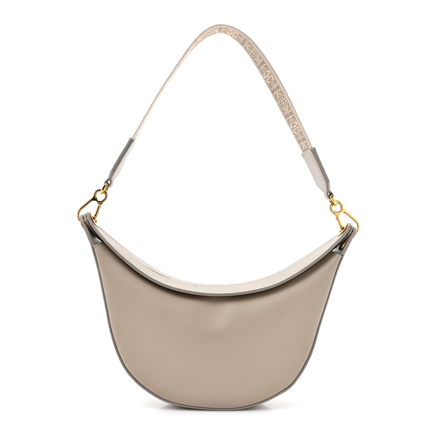 Satin Calfskin Jacquard Small Luna Bag Oat