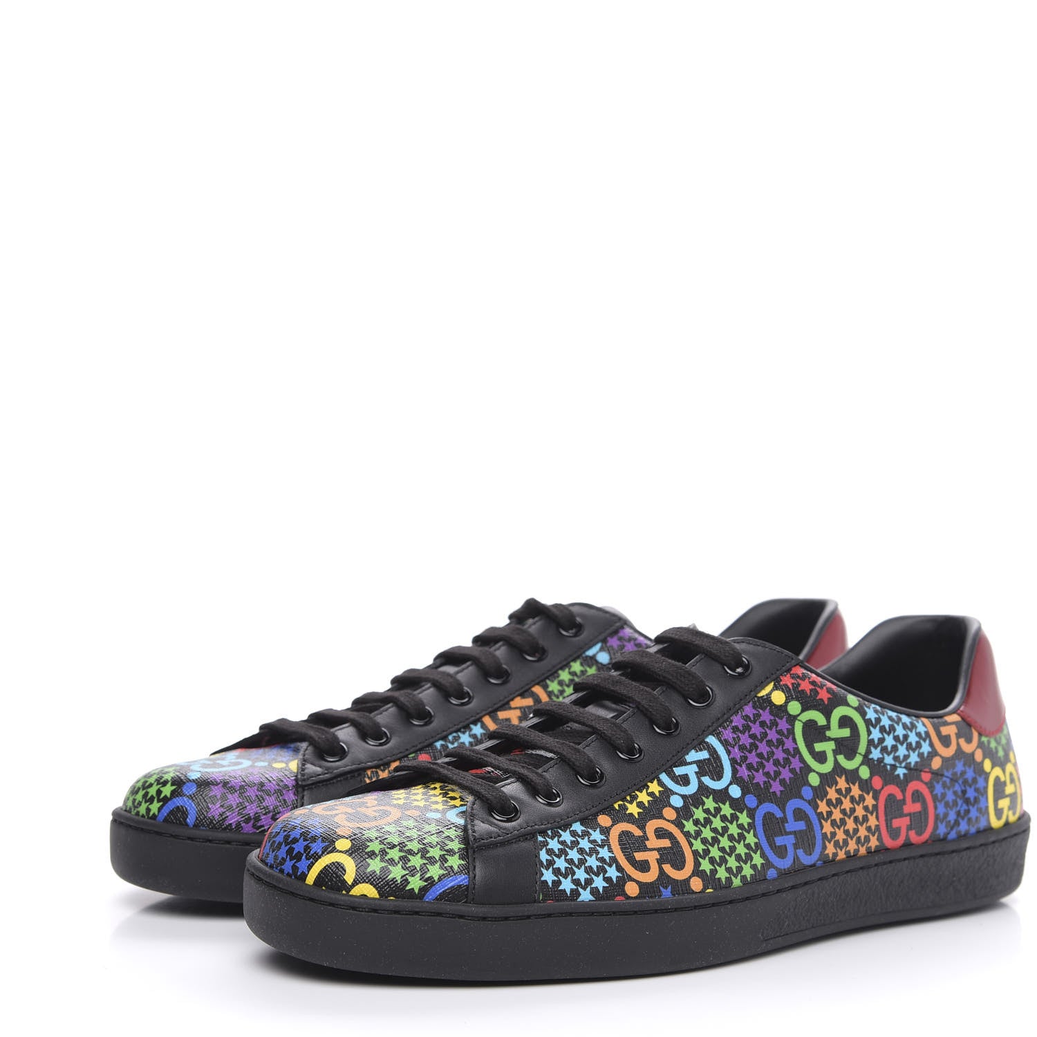Gucci GG Supreme Monogram Psychedelic Mens Ace Sneakers 8 Black Multicolor 3 of 9