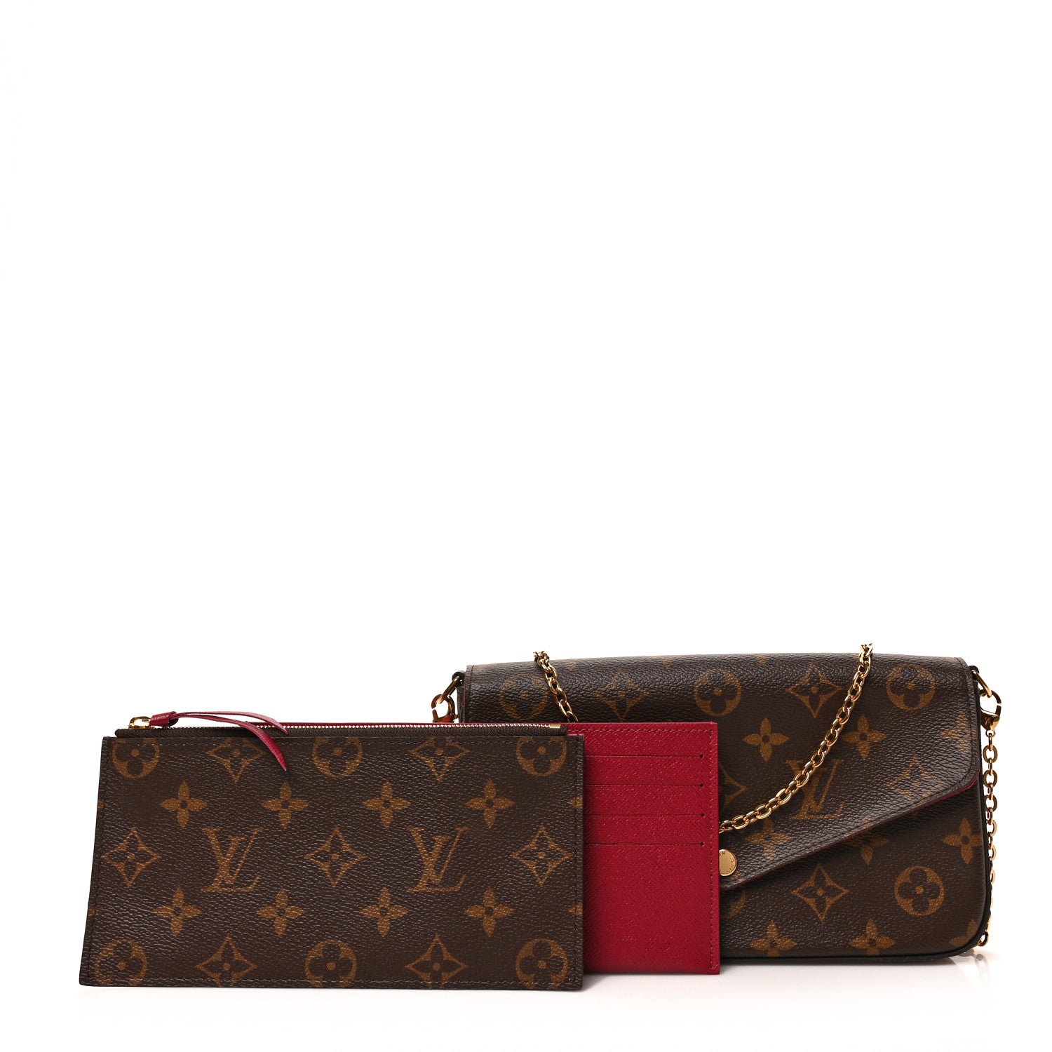 Louis Vuitton Monogram Pochette Felicie Chain Wallet Fuchsia 1 of 8