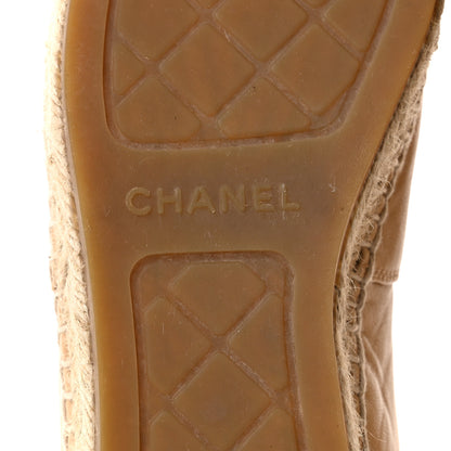 Chanel Lambskin CC Espadrilles 38 Beige Black 7 of 10