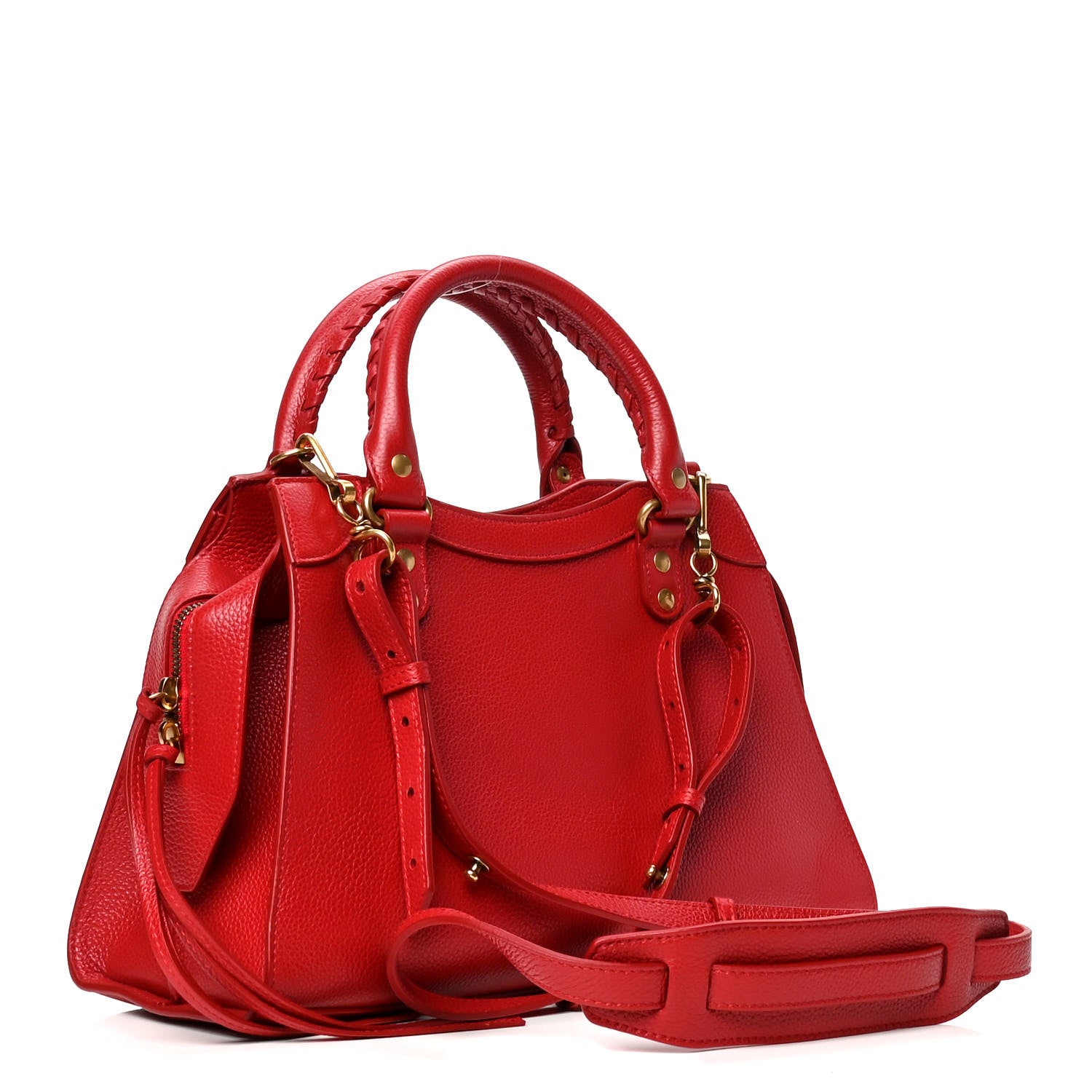 Balenciaga Grained Calfskin Neo Classic Gold Hardware S City Medium Red 2 of 4