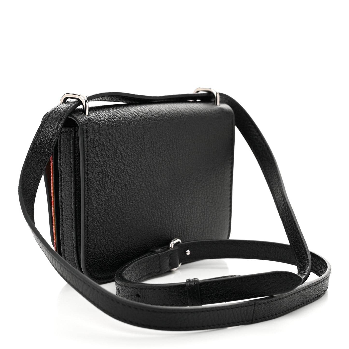 Goatskin Vintage Check Mini D-Ring Bag Black