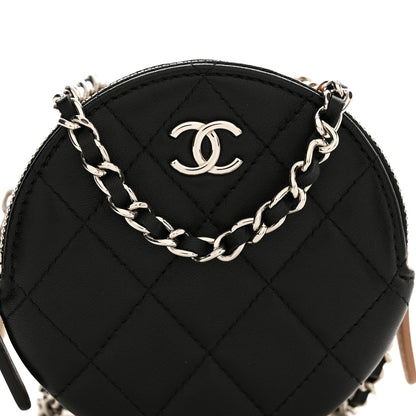 Chanel Lambskin Quilted Round Clutch With Multicolor  Black Beige Gold White 10 of 12