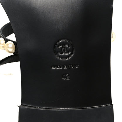 Chanel Silk Satin Quilted Chain Sandals 35 Black 42 Black 8 of 10