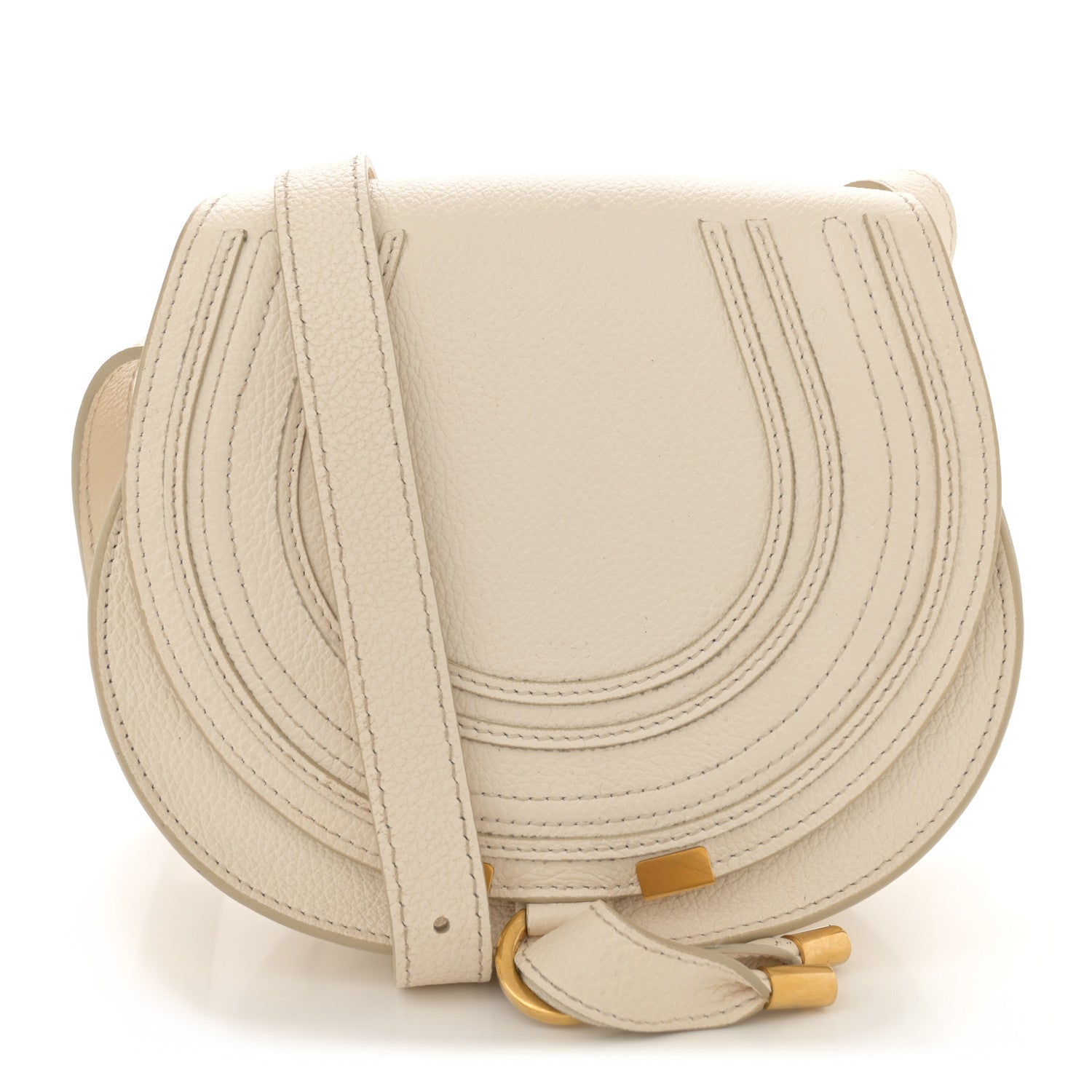 Chloe Calfskin Mini Marcie Round Crossbody Bag White 1 of 11