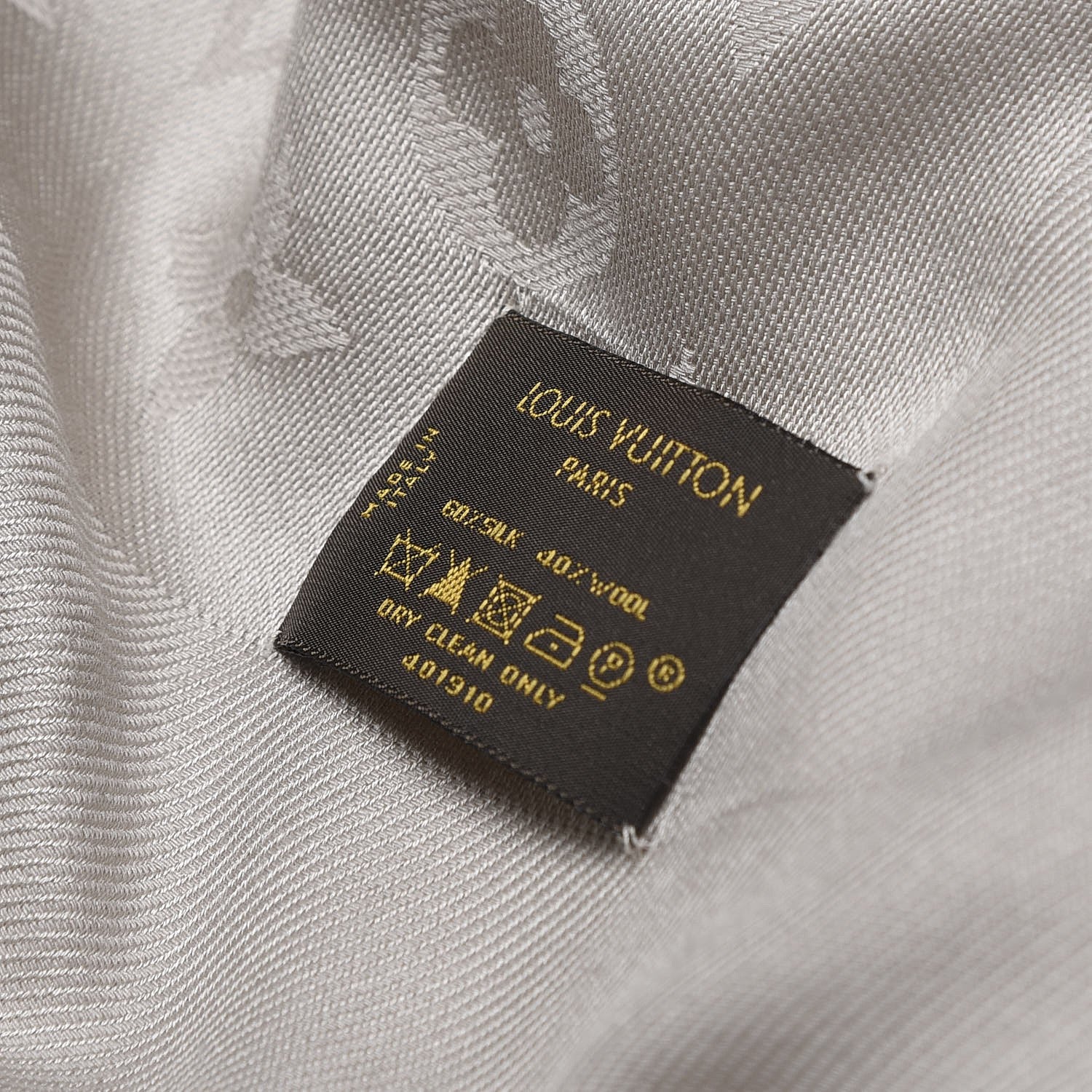 Louis Vuitton Silk Wool Monogram Shawl Greige 3 of 4