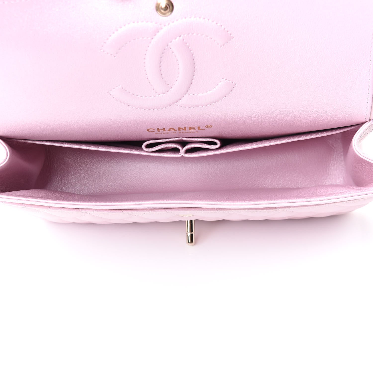 Chanel Iridescent Calfskin Quilted Medium Double Flap Light Pink 5 of 11