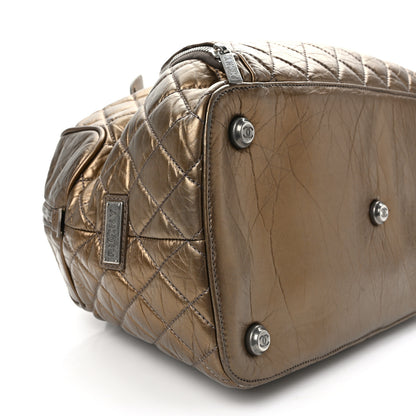 Chanel Metallic Calfskin Paris New York Duffel Bag Bronze 7 of 14