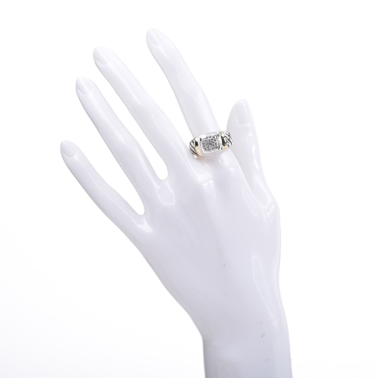 Sterling Silver 18K Yellow Gold Diamond Noblesse Ring 57 8