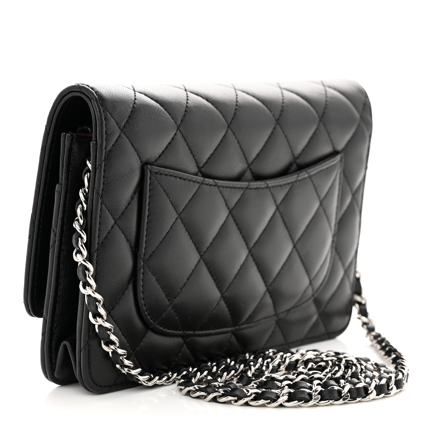 Chanel Lambskin Quilted Wallet On Chain WOC Black 3 of 13