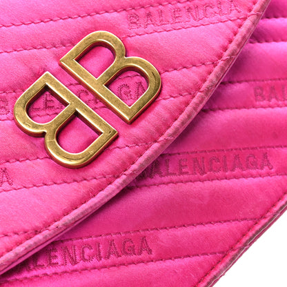 Balenciaga Satin Jacquard Logo Matelasse BB Wallet On Chain Fuchsia 13 of 13